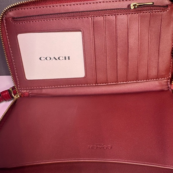 Coach Signature Dempsey Large Phone Wallet – Red Apple Multi - Picture 3 of 4